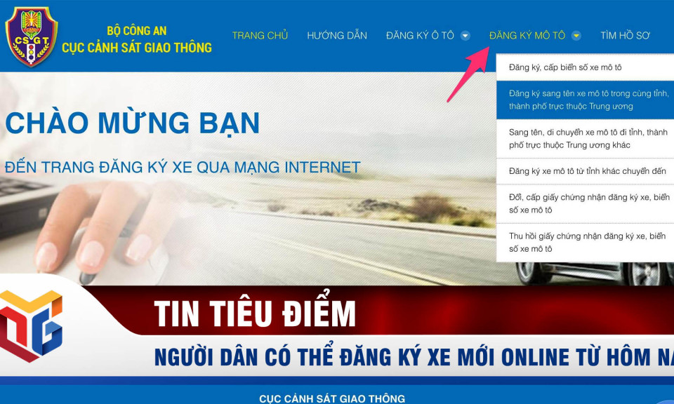 Người dân có thể đăng ký xe mới online từ hôm nay