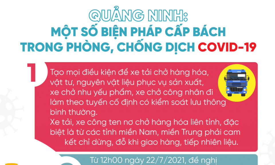 Quảng Ninh: Một số biện pháp cấp bách trong phòng, chống dịch Covid-19