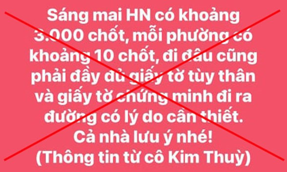 Hà Nội: Tung hoang tin về 3.000 chốt kiểm dịch, 1 cá nhân bị xử lý