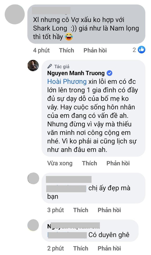 Vợ bị chê kém sắc hơn Phương Oanh, Mạnh Trường đáp trả gay gắt ảnh 1