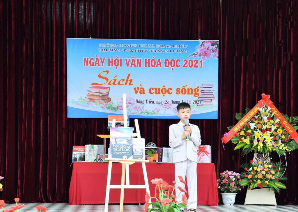 Ngày hội văn hóa đọc 2021 Sách và cuộc sống tại trường TH&THCS Tràng Lương, TX Đông Triều.