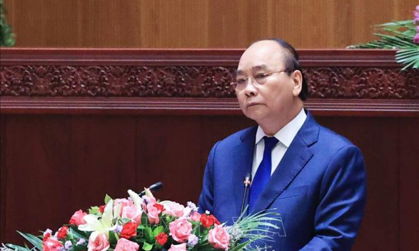 Chủ tịch nước Nguyễn Xuân Phúc phát biểu tại Kỳ họp Quốc hội Lào 