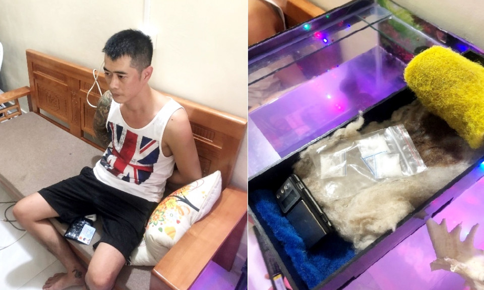 Bắt quả tang đối tượng giấu ma túy trong bể cá cảnh