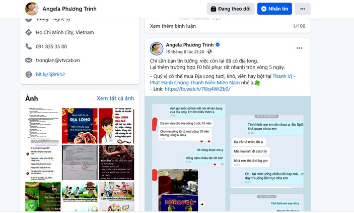Bị chỉ trích, Angela Phương Trinh vẫn tuyên truyền 'giun đất trị COVID-19'