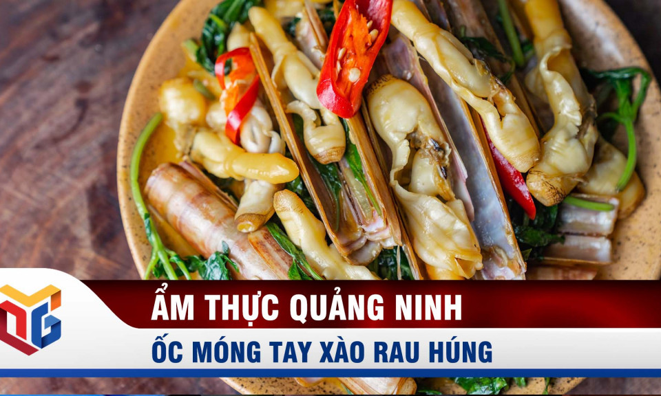 Ốc móng tay xào rau húng