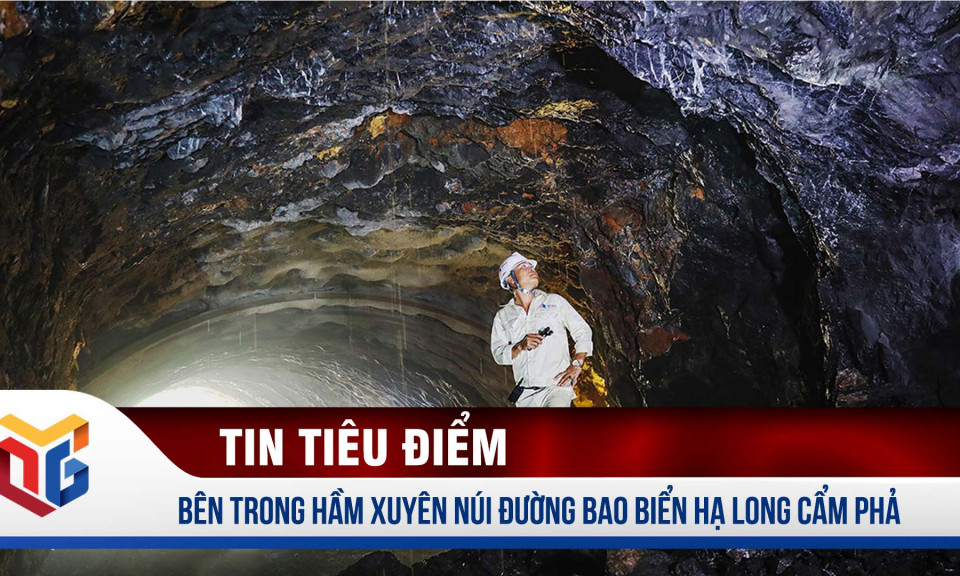 Bên trong hầm xuyên núi đường bao biển Hạ Long - Cẩm Phả