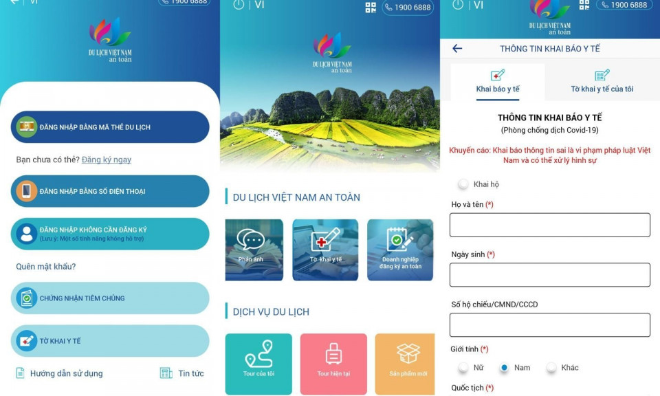 Health declaration service integrated into safe tourism app
