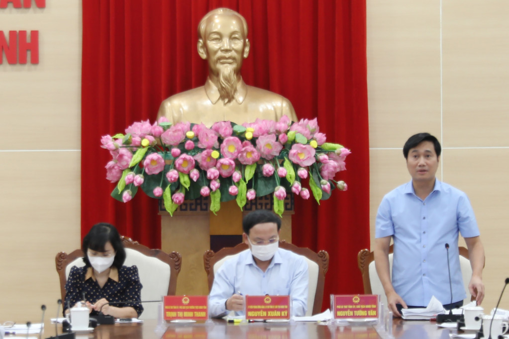Đồng chí Nguyễn Tường Văn, Phó Bí thư Tỉnh ủy, Chủ tịch UBND tỉnh phát biểu tại buổi làm việc.