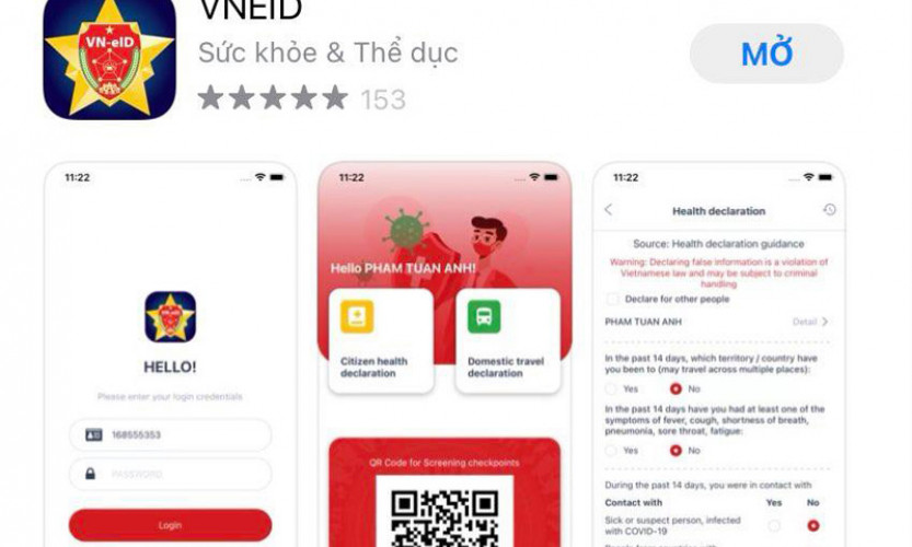Bộ Công an đưa vào sử dụng APP “VNEID” để khai báo y tế và di chuyển nội địa
