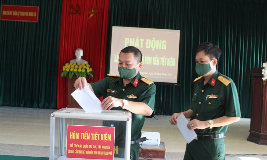 Ban CHQS TP Móng Cái: Phát động xây dựng hòm tiền tiết kiệm ủng hộ trẻ em khó khăn