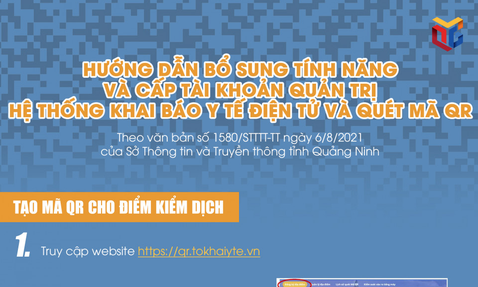 Hướng dẫn bổ sung tính năng và cấp tài khoản quản trị Hệ thống khai báo y tế điện tử và quét mã Qr Code