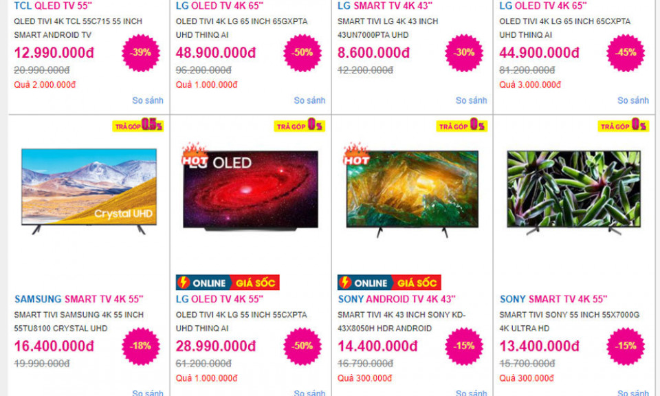 Tivi ế ẩm, hàng cao cấp giảm giá tới 50% vẫn khó bán