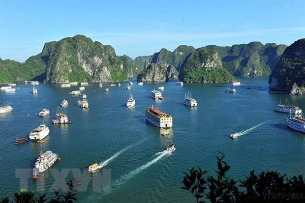 Boats carrying tourists to visit Ha Long Bay, a popular destination in Quang Ninh province (Photo: VNA)