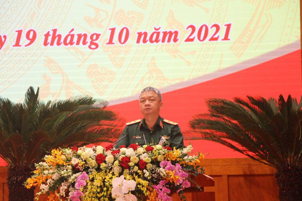 Trung tướng Nguyễn Quang Ngọc, Ủy viên Trung ương Đảng, Tư lệnh Quân khu 3 phát biểu chỉ đạo tại buổi bế mạc diễn tập.