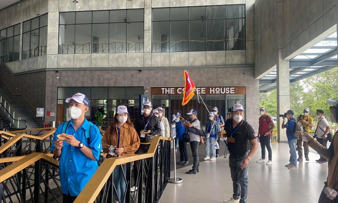 Tourists queue at a cable car station leading to Ba Den Mountain in Tay Ninh Province, southern Vietnam, October 2021. Photo courtesy of Saco Travel