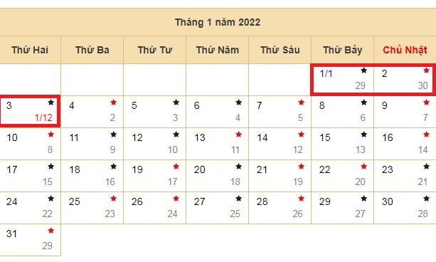Tết Dương lịch 2022 được nghỉ mấy ngày?
