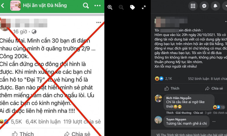 Xử lý hai phụ nữ lên facebook đăng “tìm 30 người đi đánh nhau” để câu like