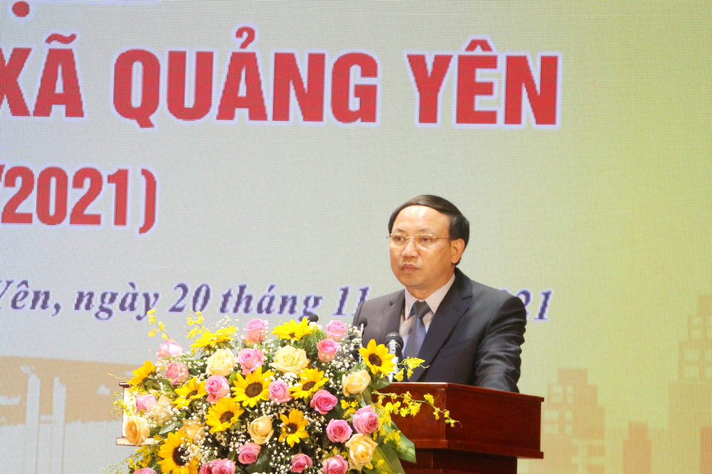 Đồng chí Nguyễn Xuân Ký, Ủy viên Trung ương Đảng, Bí thư Tỉnh ủy, Chủ tịch HĐND tỉnh phát biểu tại lễ kỷ niệm.