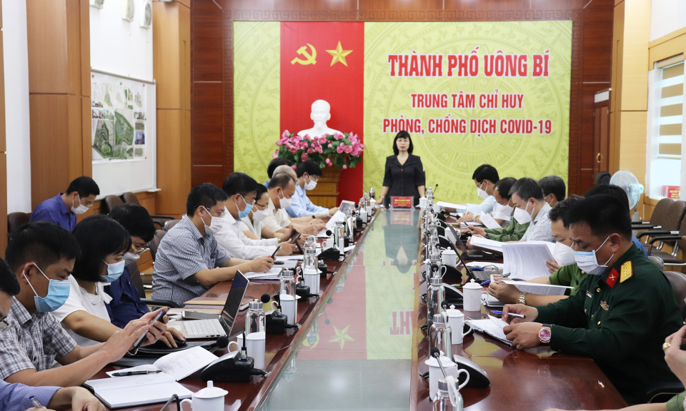 Phó Bí thư Tỉnh ủy, Phó Chủ tịch TT HĐND tỉnh Trịnh Thị Minh Thanh chỉ đạo công tác phòng dịch tại TP Uông Bí