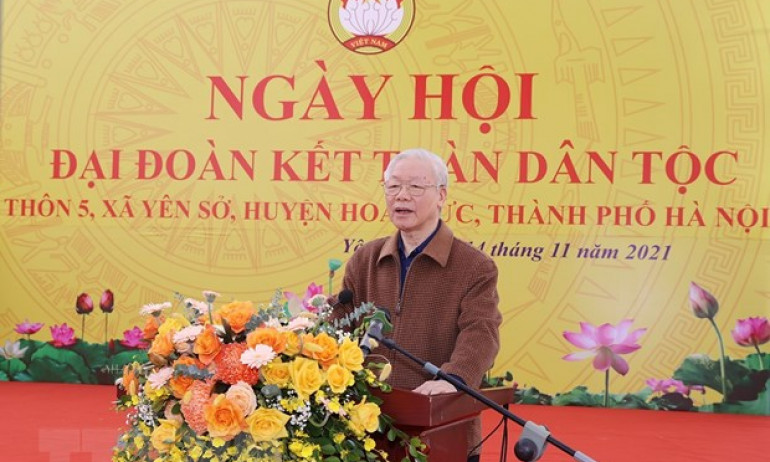 Tổng Bí thư dự Ngày hội Đại đoàn kết toàn dân tộc tại xã Yên Sở