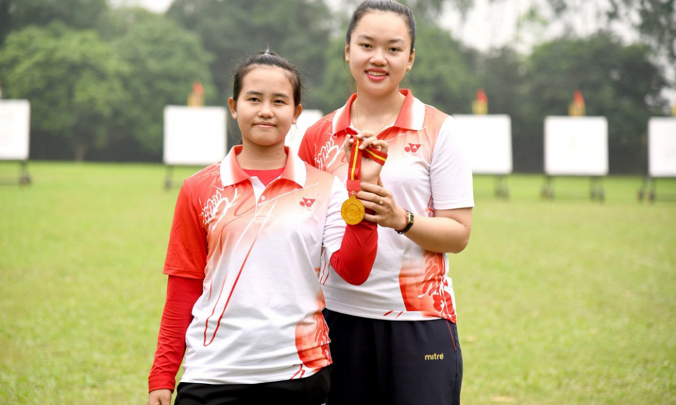 A Quang Ninh athlete participates in the 2021 Asian Championships Archery Tournament