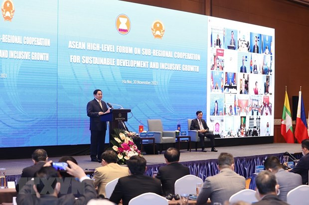 Prime Minister Pham Minh Chinh addresses the ASEAN high-level forum on sub-regional cooperation for sustainable development and inclusive growth, Ha Noi, November 30, 2021