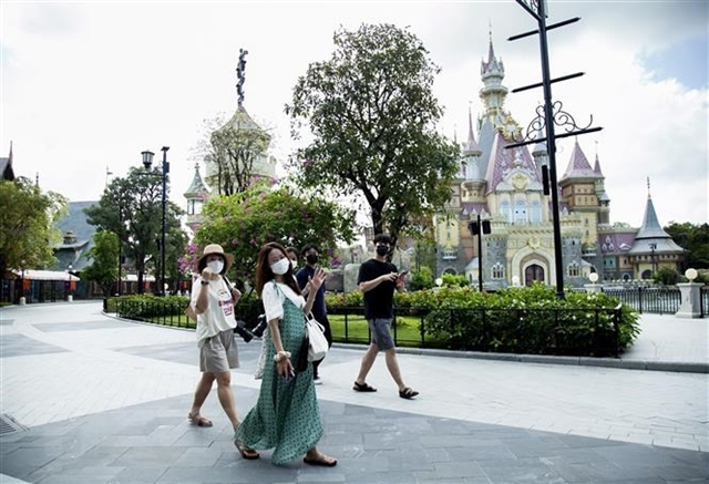 Foreign tourists at a theme park on Phú Quốc Island, Kiên Giang Province. 