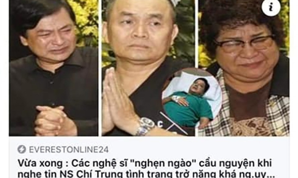 NSƯT Chí Trung bức xúc khi bị đồn bệnh tình nguy kịch