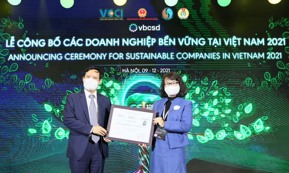 AES Mông Dương được vinh danh trong Top 100 Doanh nghiệp bền vững nhất năm 2021