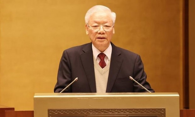 Party chief highlights resolve to develop modern diplomacy with “Vietnamese bamboo” characters