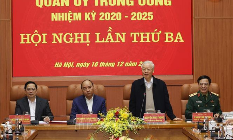 Tổng Bí thư Nguyễn Phú Trọng dự Hội nghị lần thứ ba Quân ủy Trung ương nhiệm kỳ 2020-2025