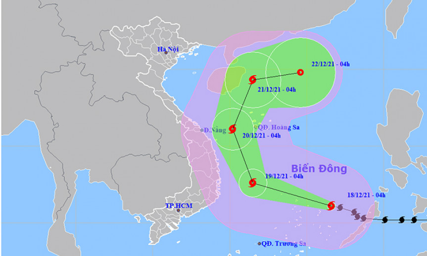 Thời tiết ngày 18/12: Gió mạnh, sóng lớn và mưa dông trên biển