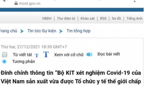 Bộ Khoa học và công nghệ: Thông tin sai 'WHO chấp thuận kit xét nghiệm của Việt Á' là do... báo chí