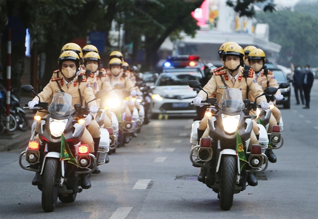 Police officers on parade at the launching ceremony. 