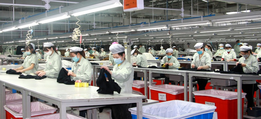 Sản xuất tại Công ty TNHH May mặc Hoa Lợi Đạt (KCN Cảng biển Hải Hà).