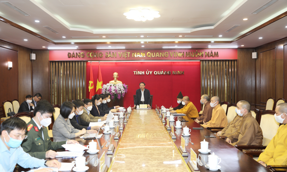Thường trực Tỉnh ủy làm việc với Giáo hội Phật giáo tỉnh Quảng Ninh