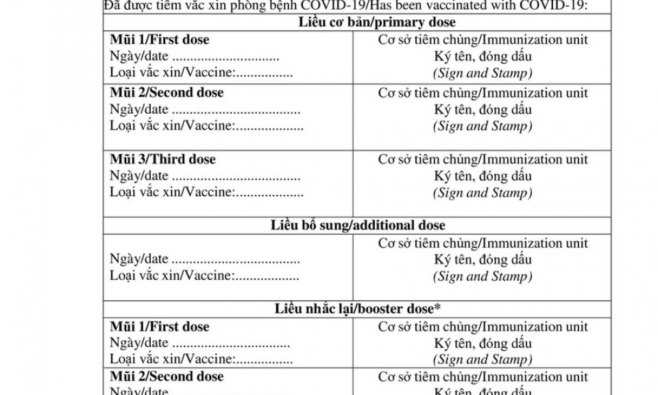 Bộ Y tế ban hành giấy chứng nhận tiêm gồm 7 mũi vaccine Covid-19