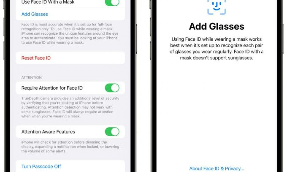 iPhone mở khóa Face ID khi đeo khẩu trang