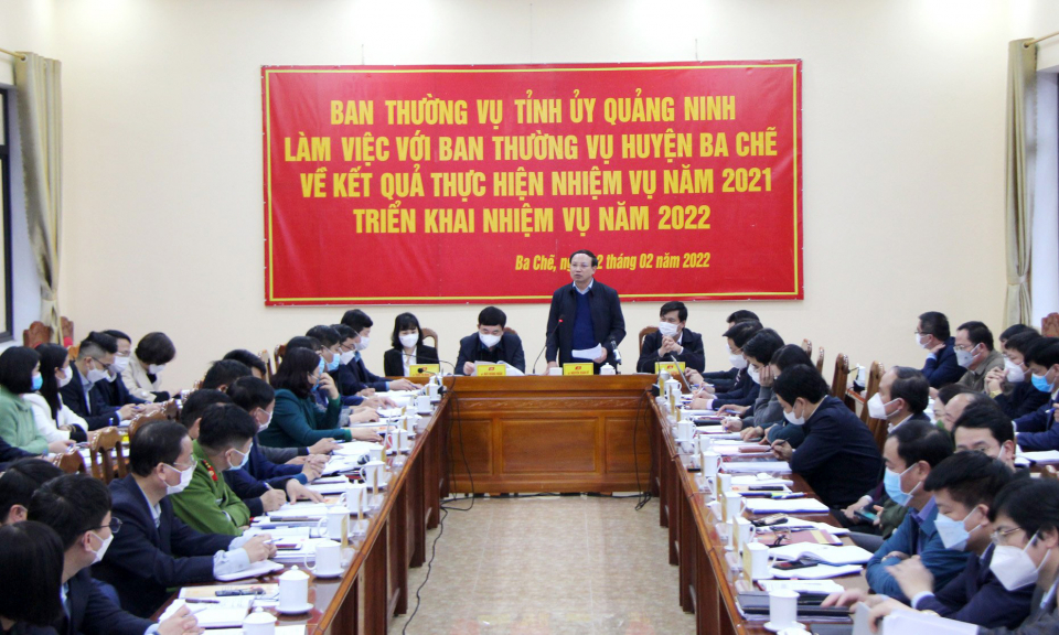 Đoàn công tác Ban Thường vụ Tỉnh ủy kiểm tra thực tế và làm việc tại huyện Ba Chẽ