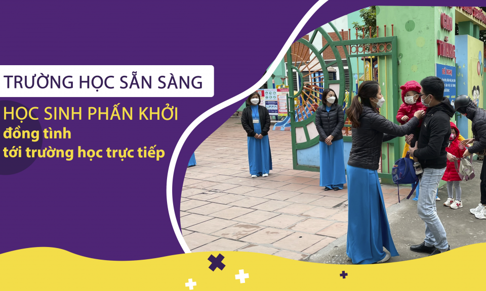 Trường học sẵn sàng, học sinh phấn khởi, hào hứng tới trường học trực tiếp