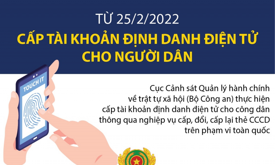 Cấp tài khoản định danh điện tử cho người dân từ ngày 25/2