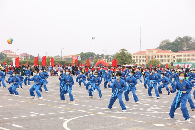 Biểu diễn võ thuật tại Đại hội TDTT TP Móng Cái lần thứ VII, năm 2021.