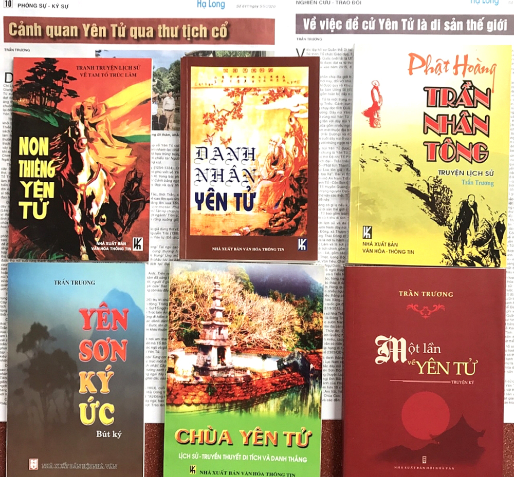 Một số tác phẩm tiêu biểu của Trần Trương viết về Yên Tử (ảnh do nhân vật cung cấp)