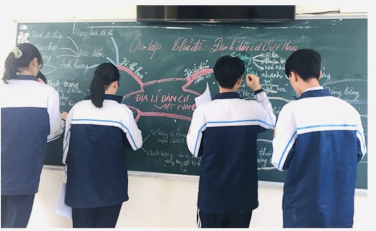 Học sinh trường THPT Đông Triều vẽ sơ đồ