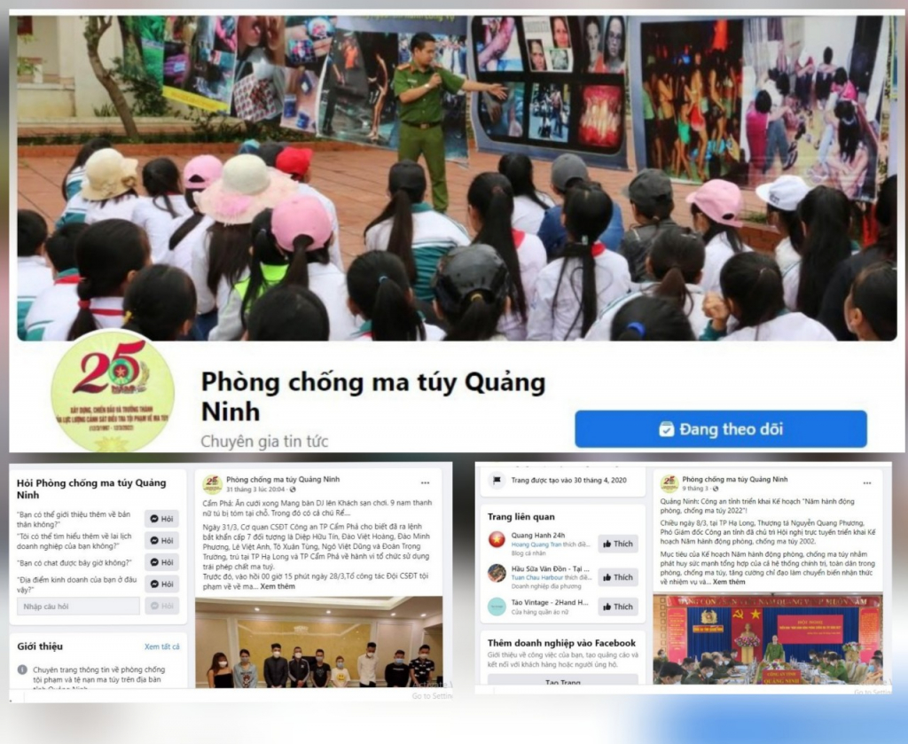 Fanpage “Phòng chống ma túy Quảng Ninh” trên mạng xã hội facebook (chuyên trang thông tin về phòng chống tội phạm và tệ nạn ma túy trên địa bàn tỉnh Quảng Ninh)