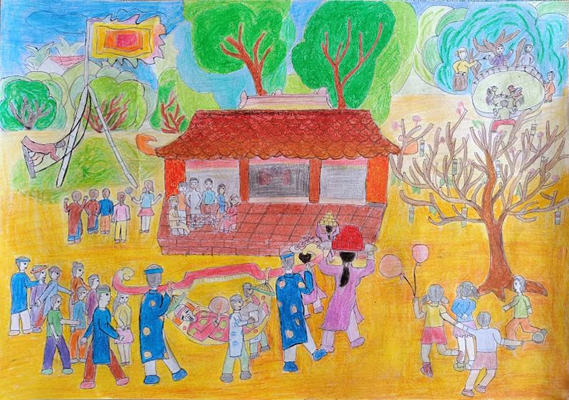 “Lễ hội Tiên Công” – tác phẩm đạt giải A của Lê Thị Hảo, lớp 8A, Trường Tiểu học & Trung học cơ sở Tiền Phong.