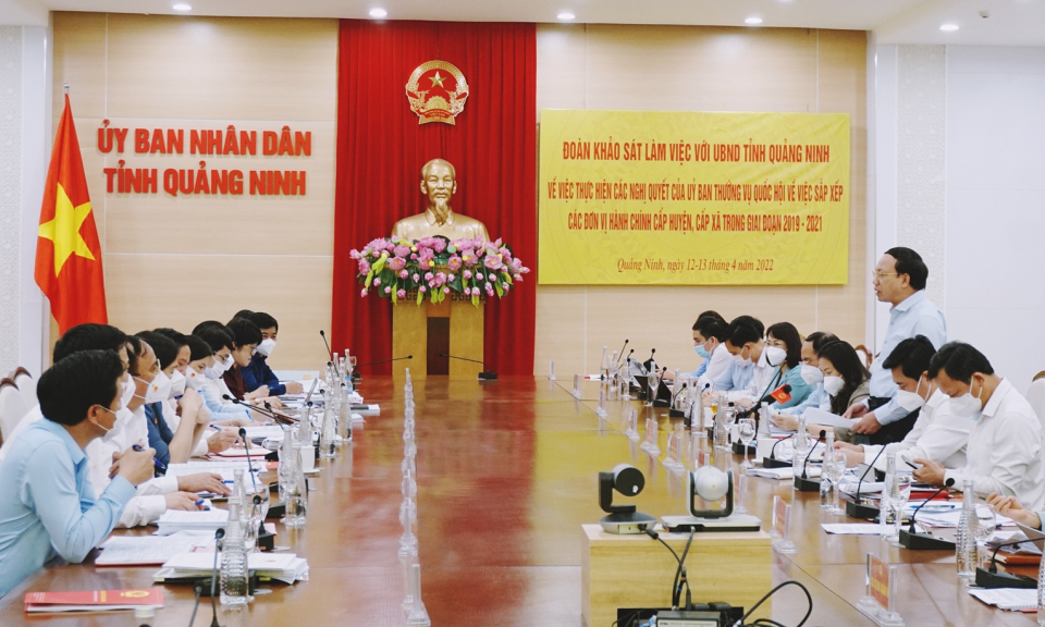 Đoàn giám sát của Ủy ban Thường vụ Quốc hội làm việc với tỉnh Quảng Ninh