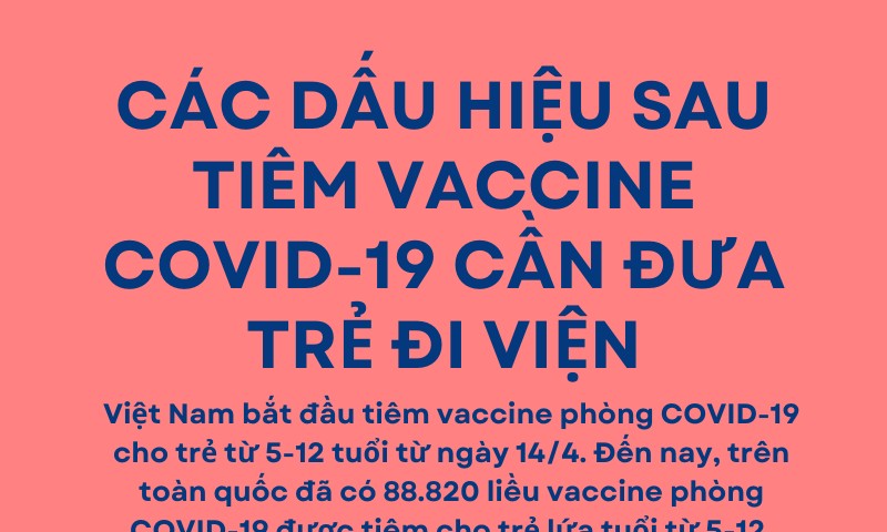 Các dấu hiệu sau tiêm vaccine COVID-19 cần đưa trẻ đi viện