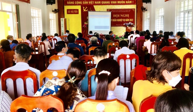 TP Móng Cái tập huấn nghiệp vụ công tác tuyên truyền GPMB năm 2022 cho cán bộ cơ sở 3 xã Hải Tiến, Quảng Nghĩa và Hải Đông. Tháng 4/2022.