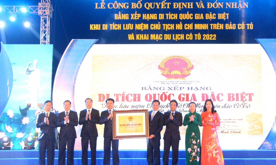 Cô Tô đón nhận Bằng xếp hạng Di tích quốc gia đặc biệt Khu lưu niệm Chủ tịch Hồ Chí Minh, tháng 4-2022